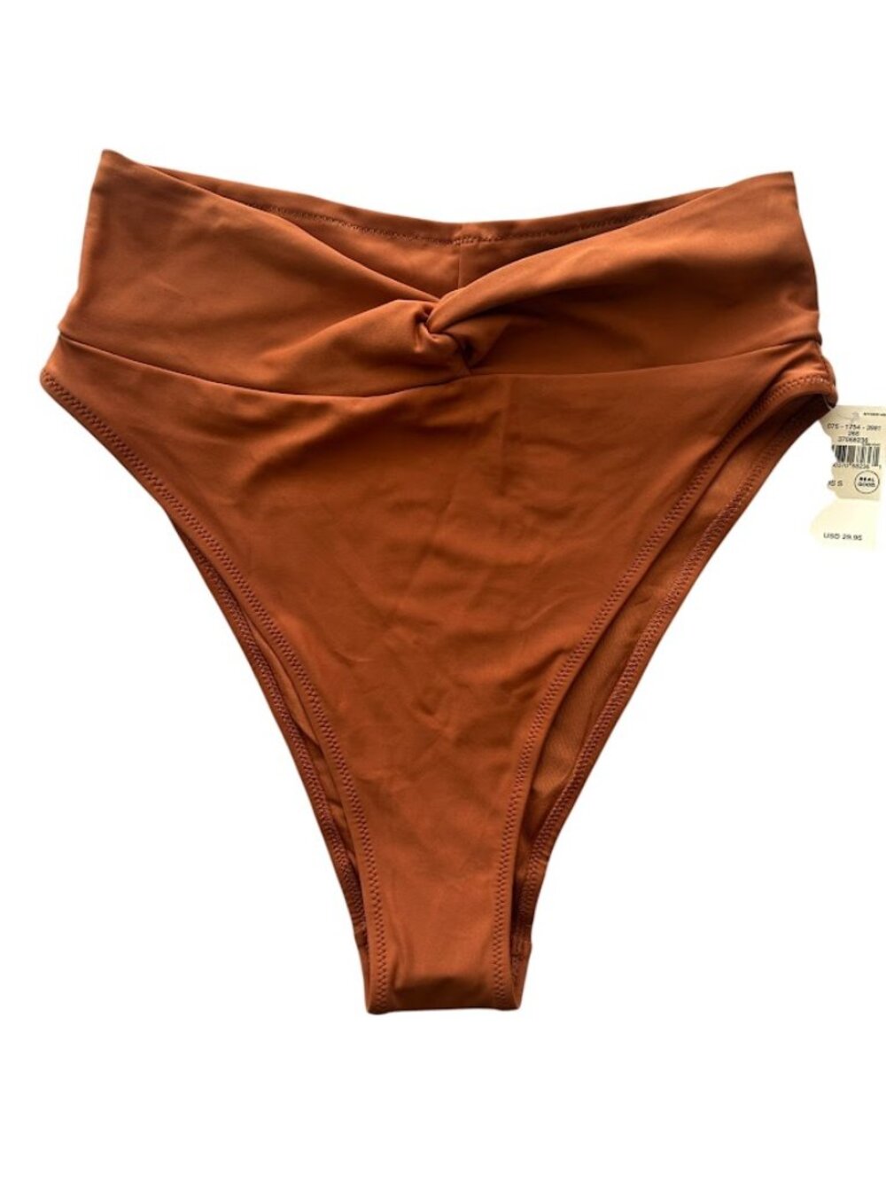 Aerie Ruched High Waisted Bikini Bottoms Rust Orange Size Small